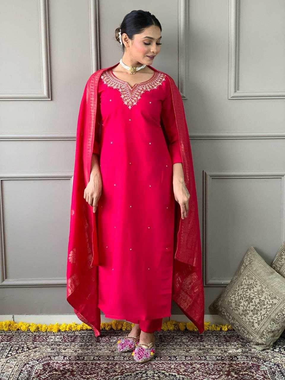Viscose Chanderi Kurti Bottom With Dupatta - MYLUXURY LANE ENTERPRISE